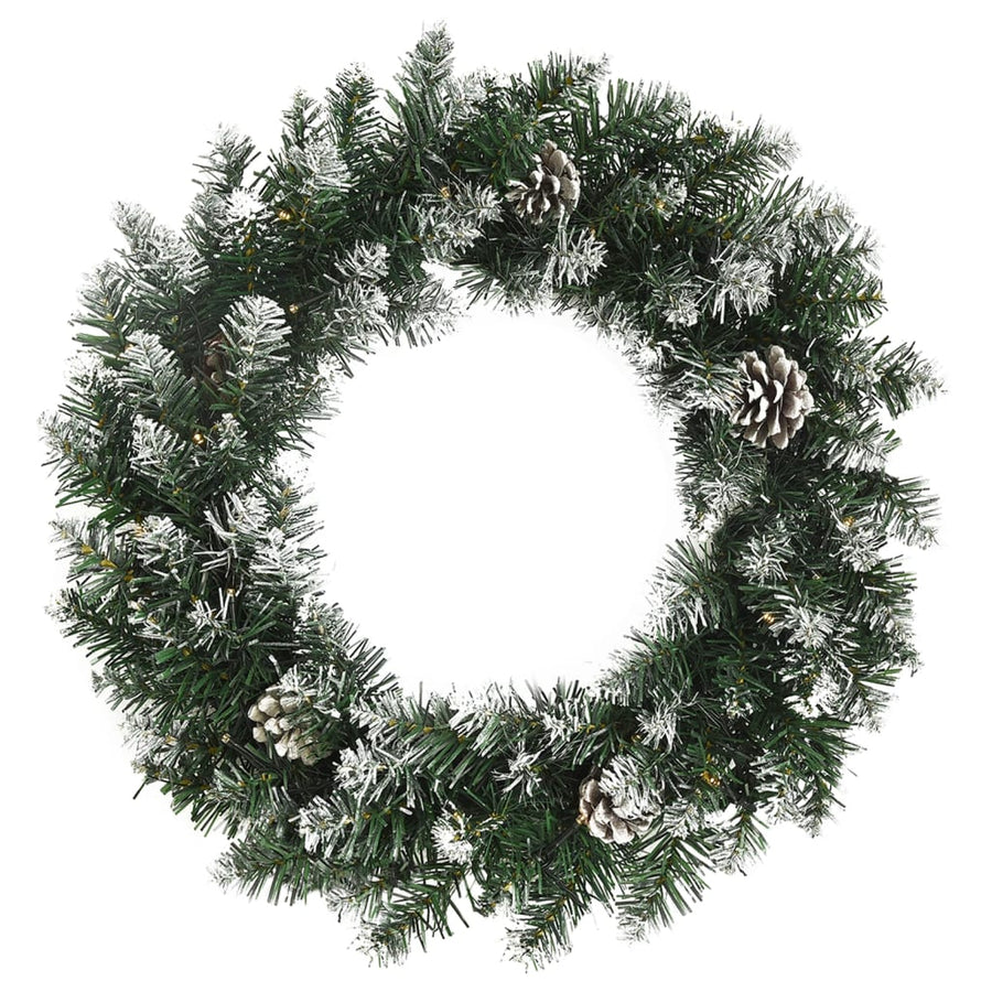 Kerstkrans Met Led-Lampjes 60 Cm Pvc Groen 60 x 60 cm