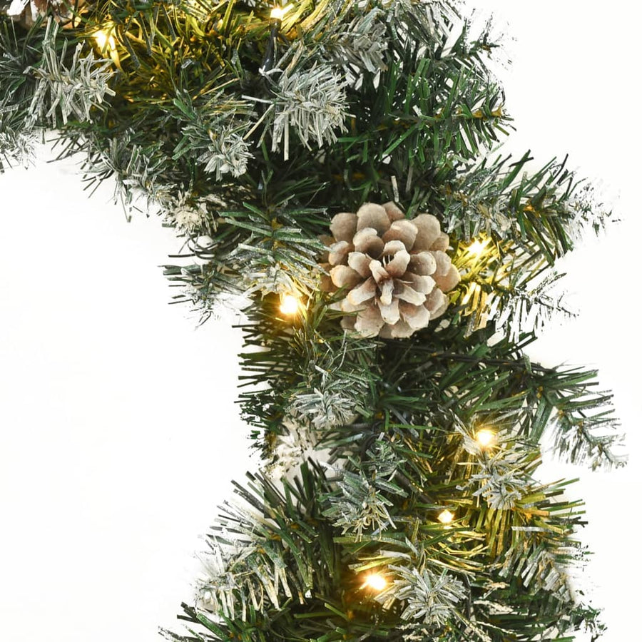 Kerstkrans Met Led-Lampjes 60 Cm Pvc Groen 60 x 60 cm