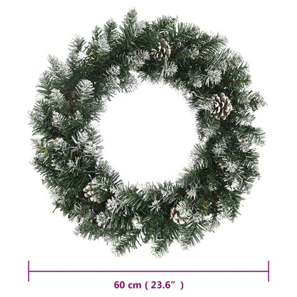 Kerstkrans Met Led-Lampjes 60 Cm Pvc Groen 60 x 60 cm