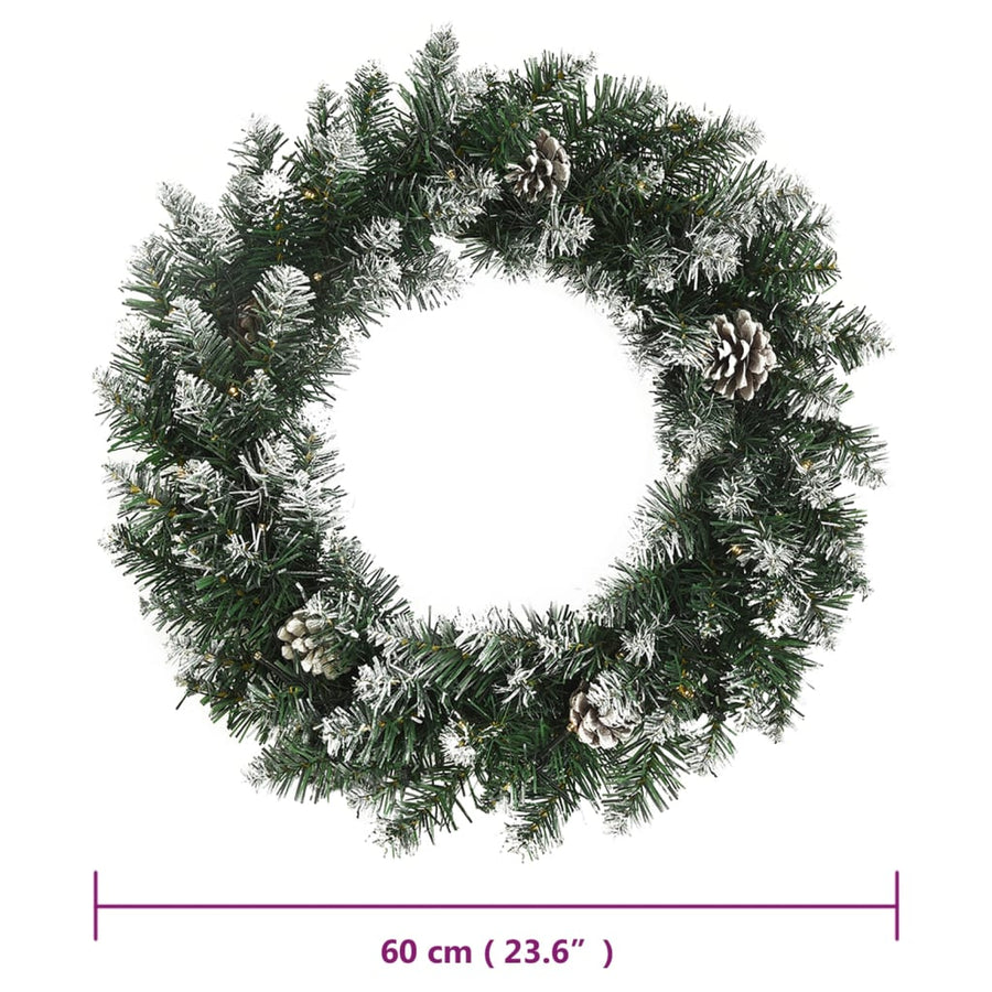 Kerstkrans Met Led-Lampjes 60 Cm Pvc Groen 60 x 60 cm