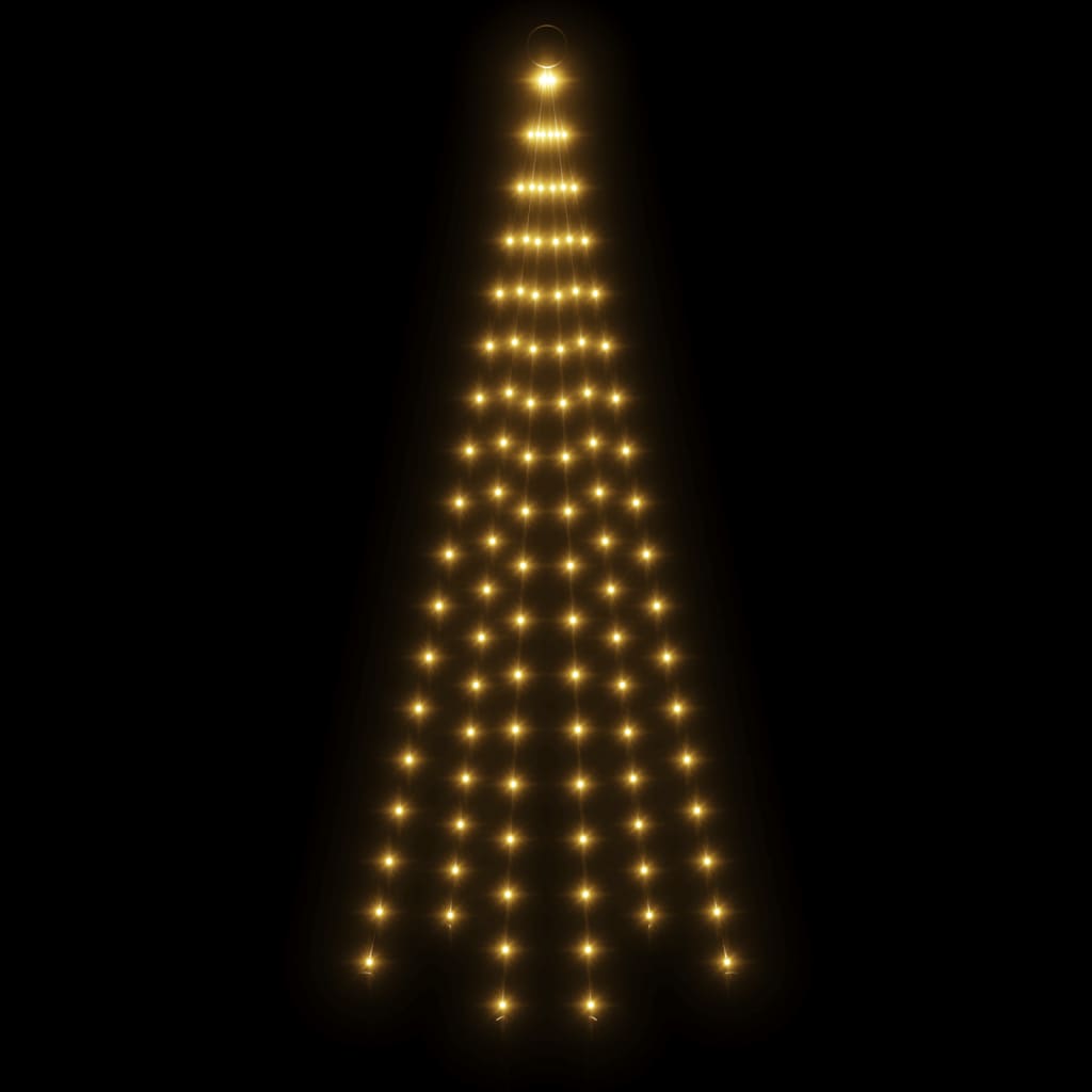 Vlaggenmast Kerstboom 108 Led's Warmwit 180 Cm
