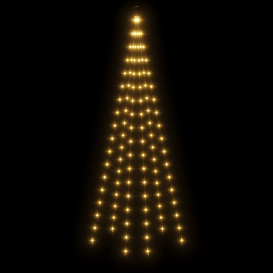 Vlaggenmast Kerstboom 108 Led's Warmwit 180 Cm