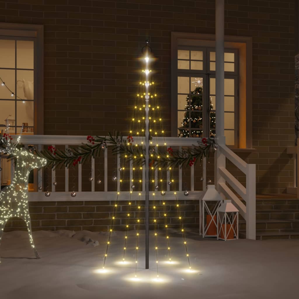 Vlaggenmast Kerstboom 108 Led's Warmwit 180 Cm