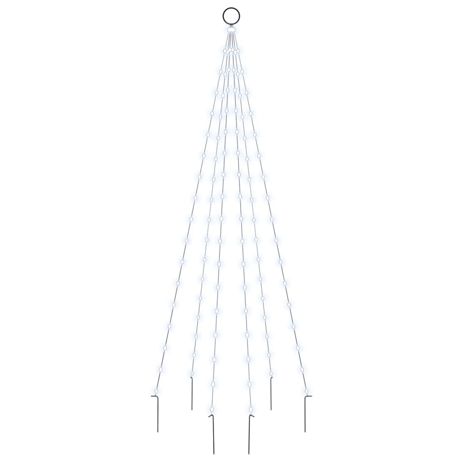 Vlaggenmast kerstboom 108 LED's koudwit 180 cm