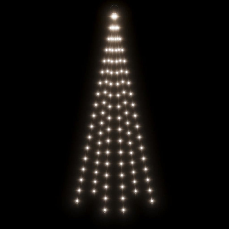 Vlaggenmast kerstboom 108 LED's koudwit 180 cm