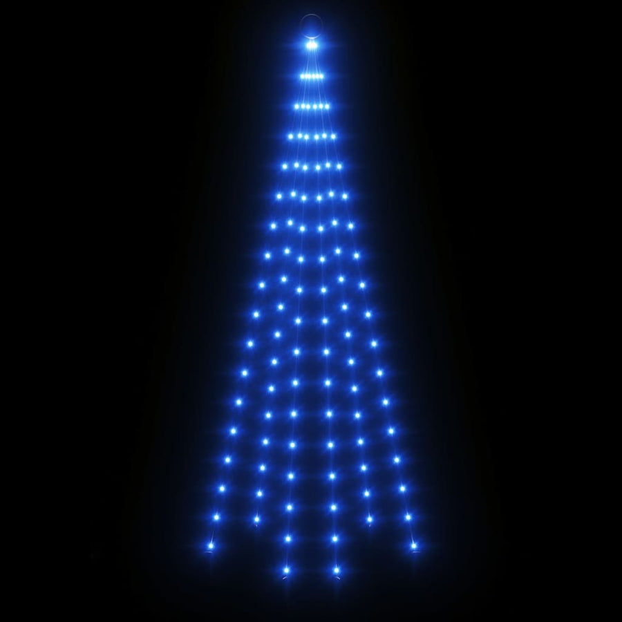 Vlaggenmast Kerstboom 108 Led's Blauw 180 Cm