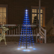 Vlaggenmast kerstboom 108 LED blauw 180 cm
