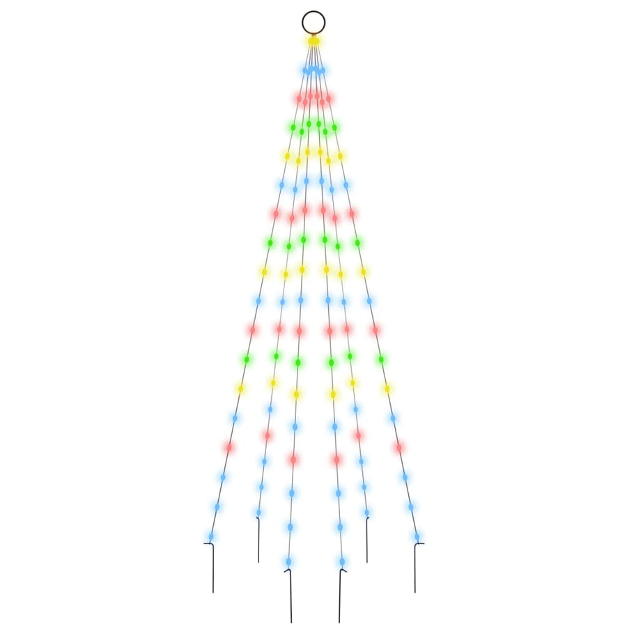 Vlaggenmast kerstboom 108 LED's meerkleurig 180 cm