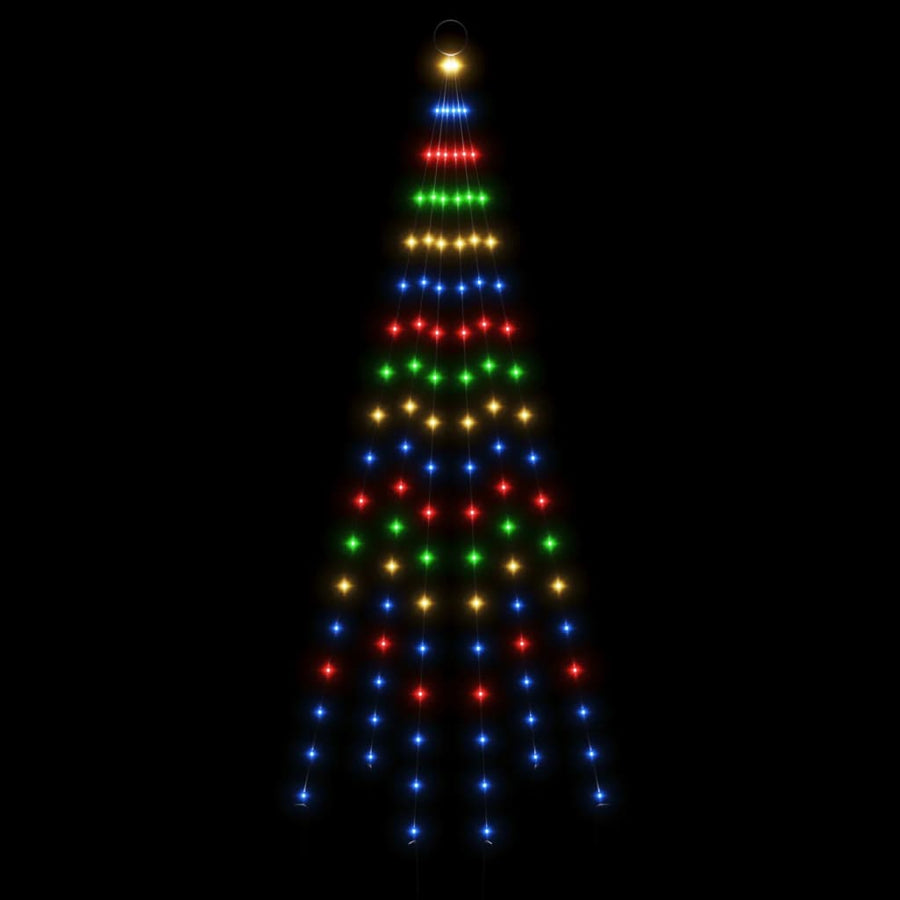 Vlaggenmast kerstboom 108 LED's meerkleurig 180 cm