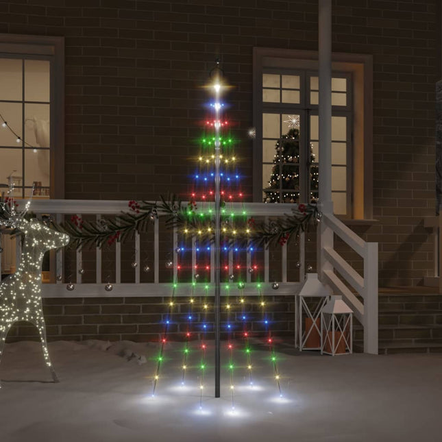 Vlaggenmast Kerstboom 108 Led's Meerkleurig 180 Cm