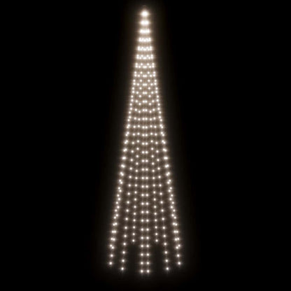 Vlaggenmast kerstboom 310 LED's koudwit 300 cm