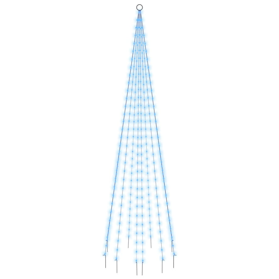 Vlaggenmast kerstboom 310 LED's blauw 300 cm