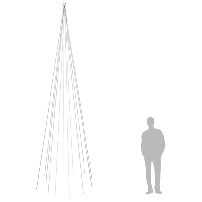 Vlaggenmast kerstboom 732 LED's warmwit 500 cm