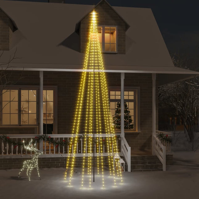 Vlaggenmast kerstboom 732 LED's warmwit 500 cm