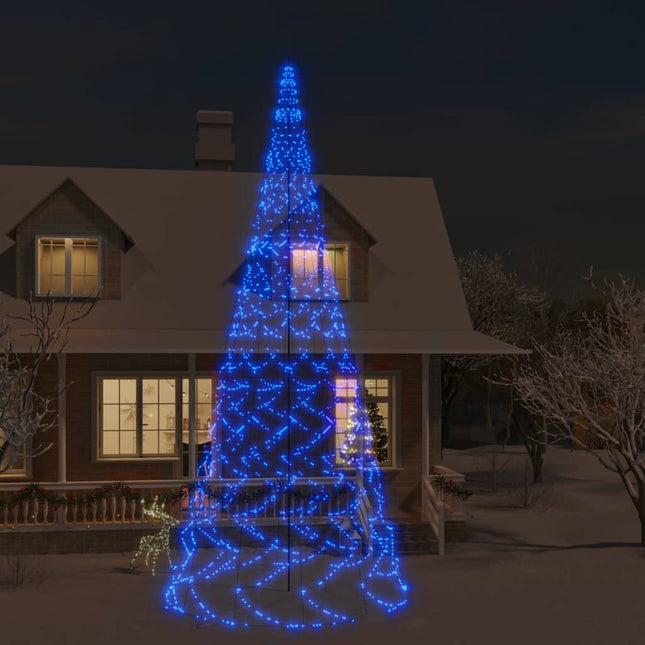 Kerstboom Voor Vlaggenmast 3000 Led's Blauw 800 Cm