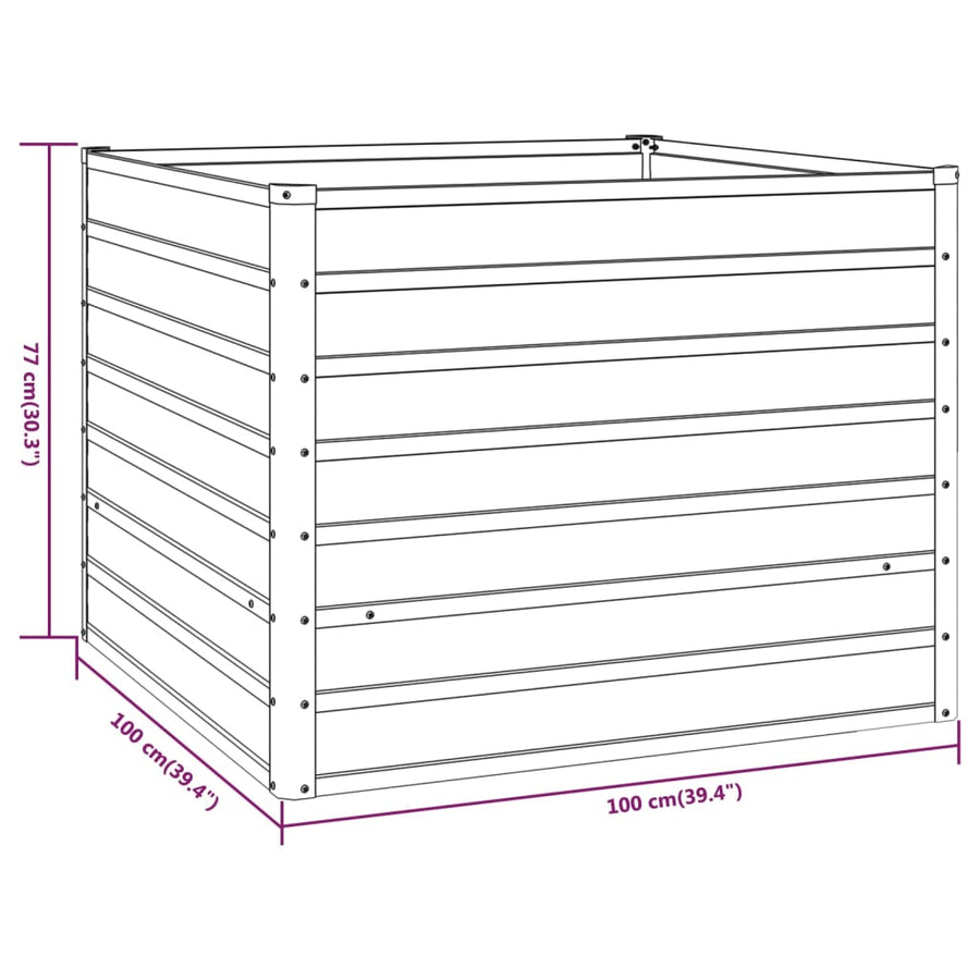 Plantenbak Verhoogd 100X100X77 Cm Cortenstaal Roestig