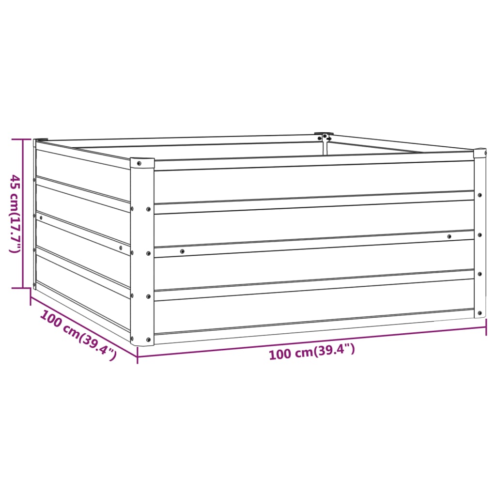 Plantenbak Verhoogd 100X100X45 Cm Cortenstaal Roestig