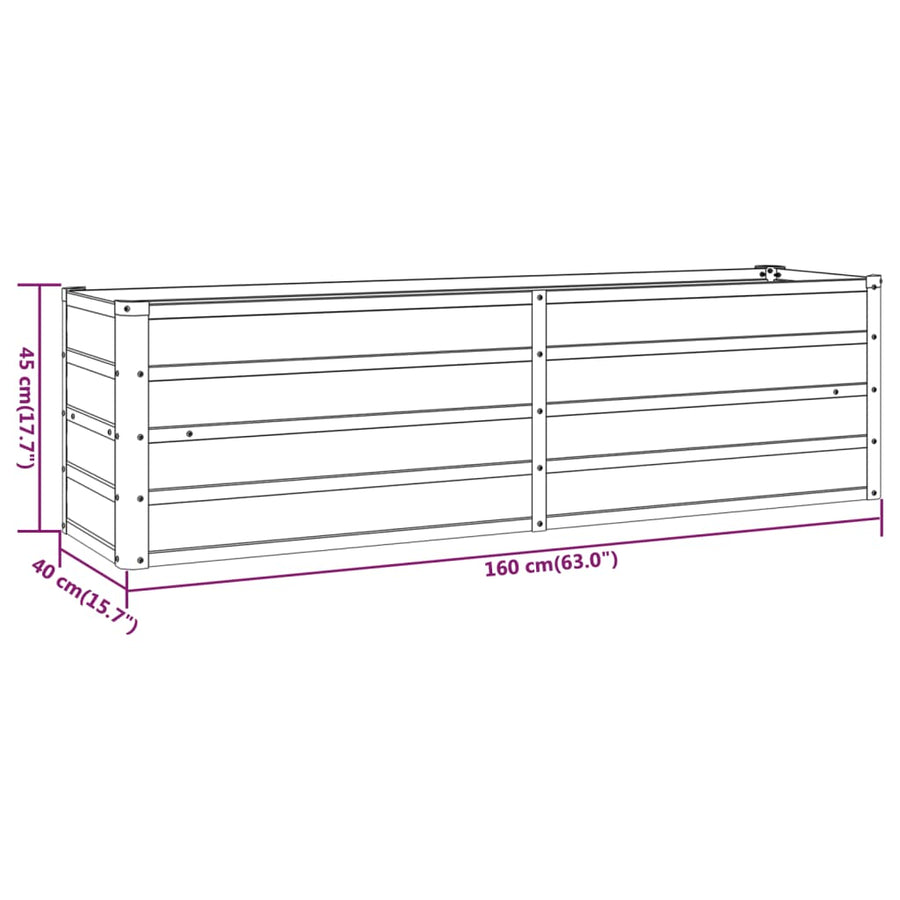 Plantenbak Verhoogd 160X40X45 Cm Cortenstaal Roestig