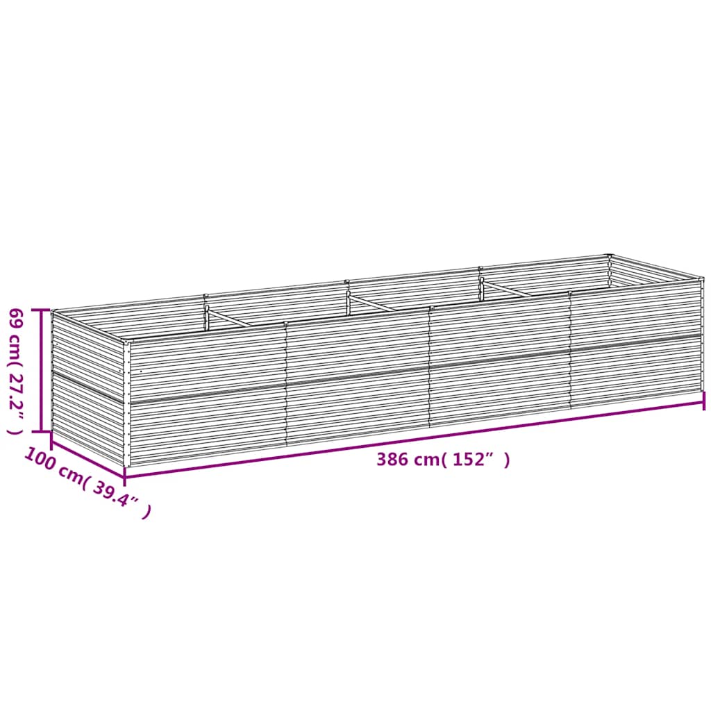 Plantenbak verhoogd 386x100x69 cm cortenstaal