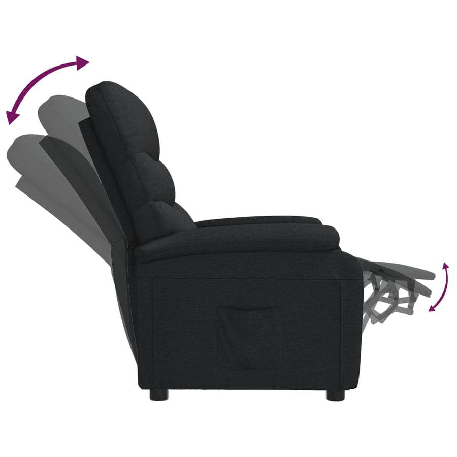 Fauteuil verstelbaar stof zwart