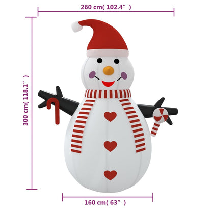 Opblaasbare sneeuwman met LED’s 300 cm