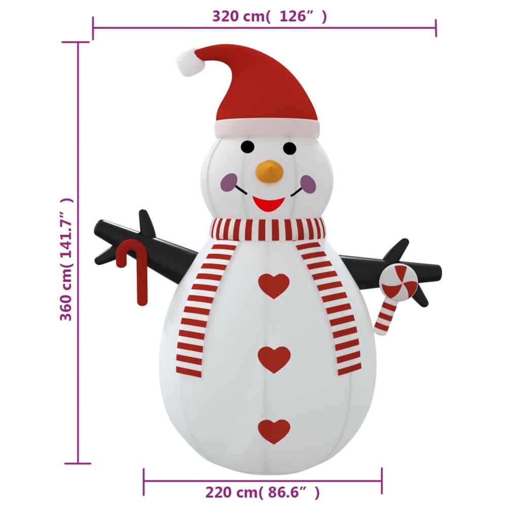 Opblaasbare Sneeuwman met LED's 360 cm