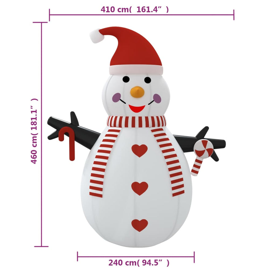 Sneeuwpop opblaasbaar met LED's 460 cm 460 cm