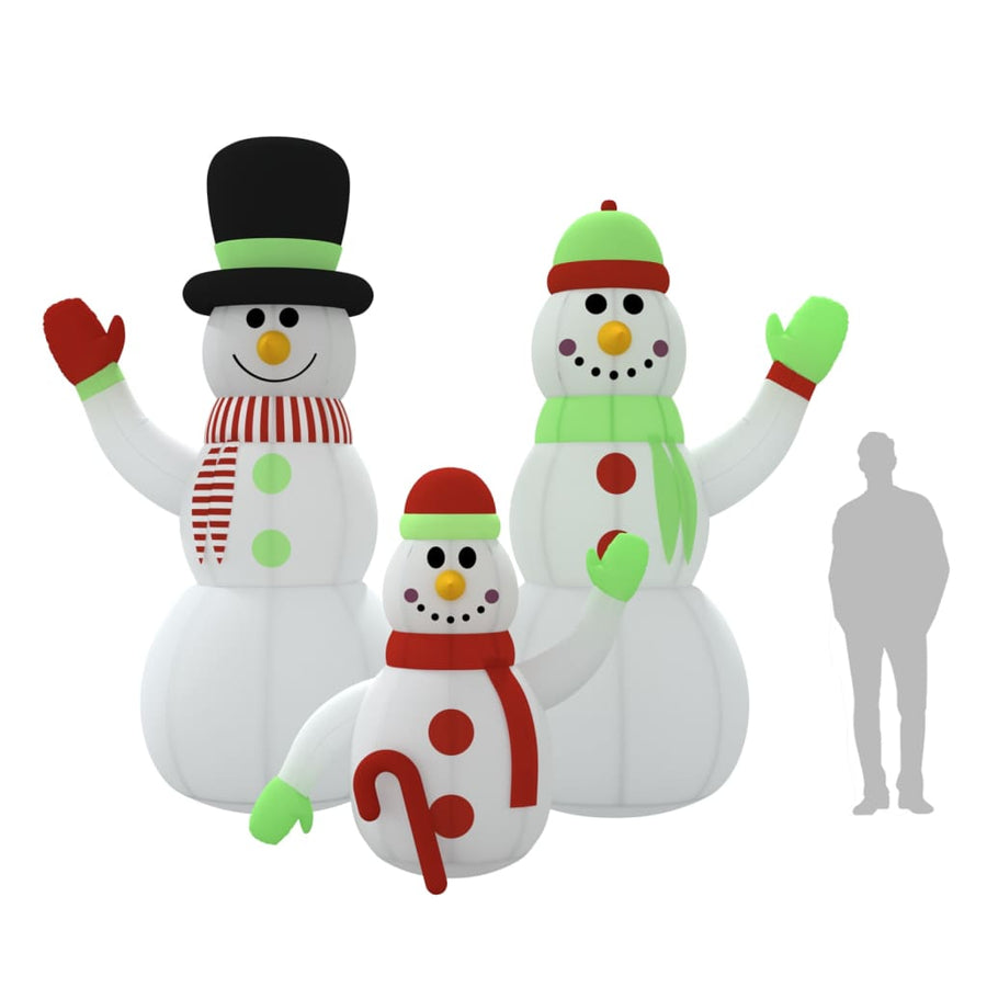 Sneeuwpopfamilie Opblaasbaar Met Led's 360 cm