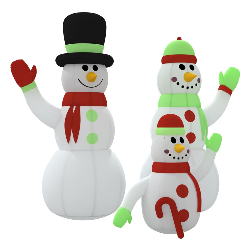 Opblaasbare sneeuwpopfamilie met LED’s 500 cm