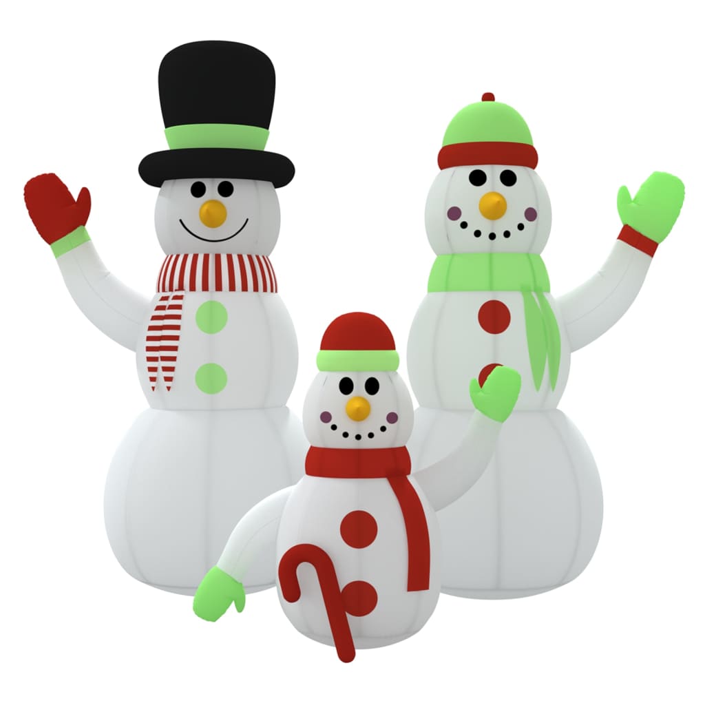 Opblaasbare sneeuwpopfamilie met LED’s 500 cm