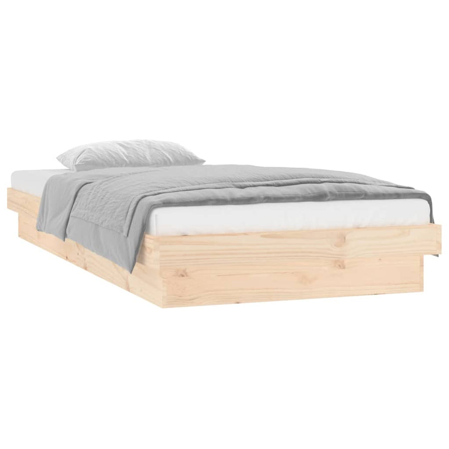 Bedframe LED massief hout 90x200 cm 90 x 200 cm Naturel