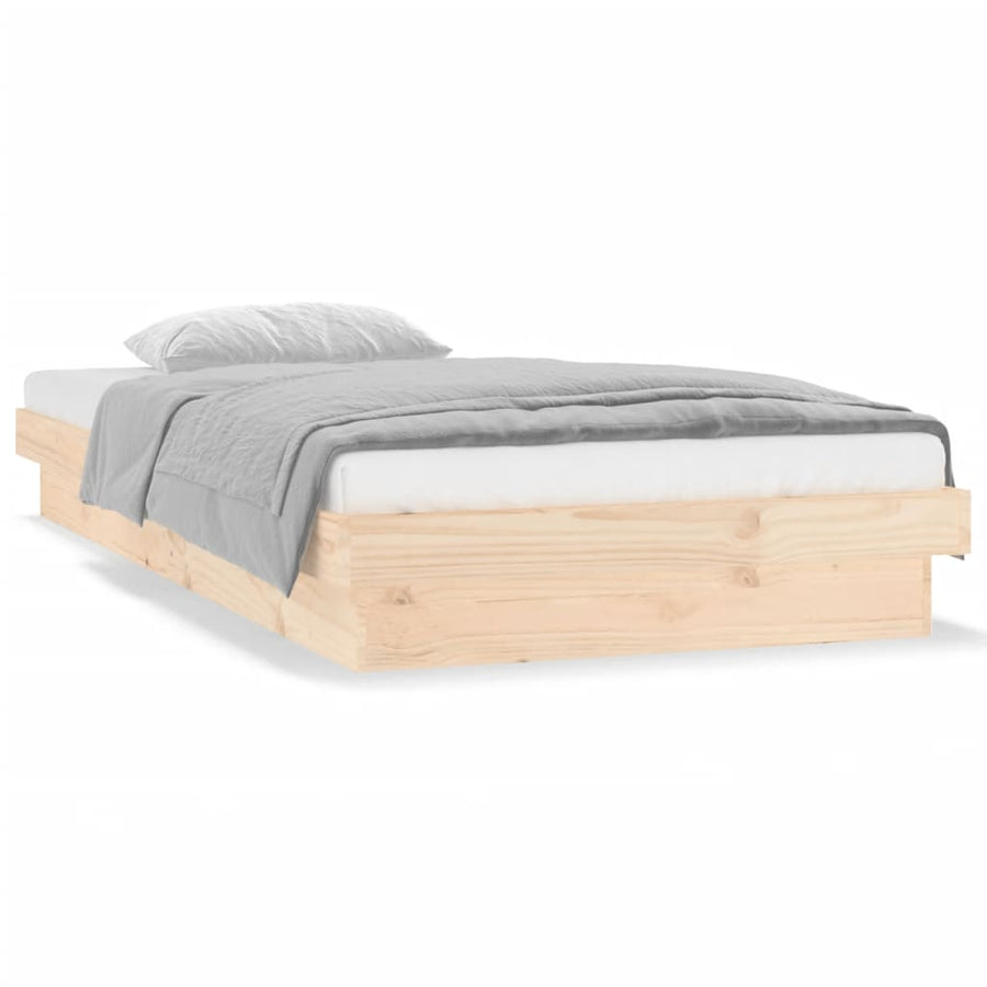Bedframe LED massief hout 90x200 cm 90 x 200 cm Naturel