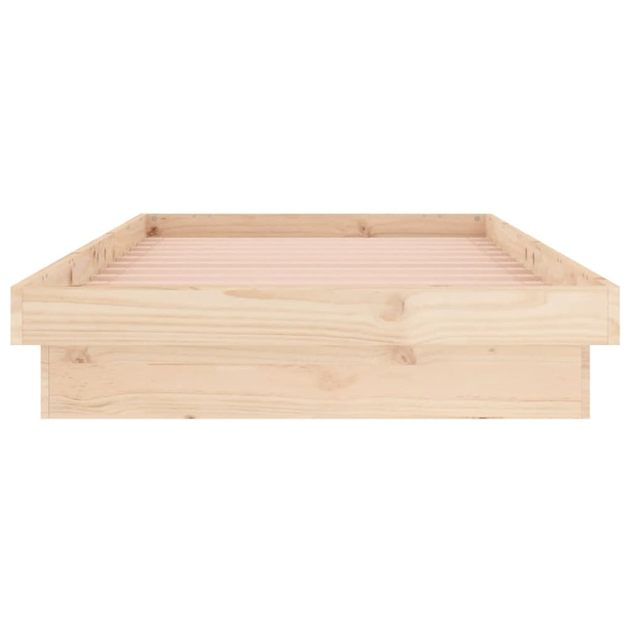 Bedframe LED massief hout 90x200 cm 90 x 200 cm Naturel