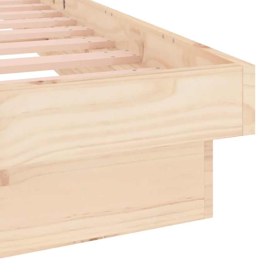 Bedframe LED massief hout 90x200 cm 90 x 200 cm Naturel
