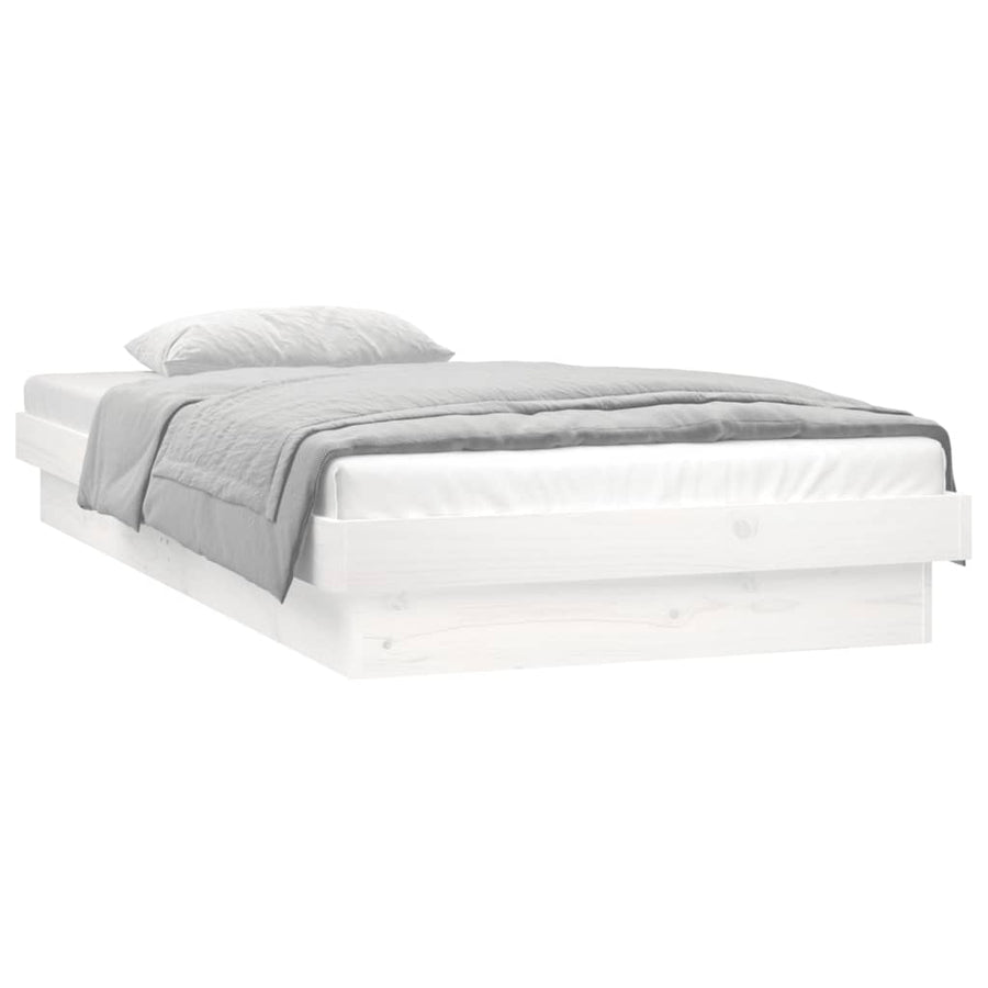 Bedframe Led Massief Hout 90 x 200 cm Wit