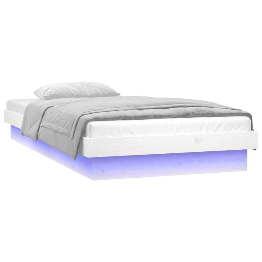 Bedframe Led Massief Hout 90 x 200 cm Wit