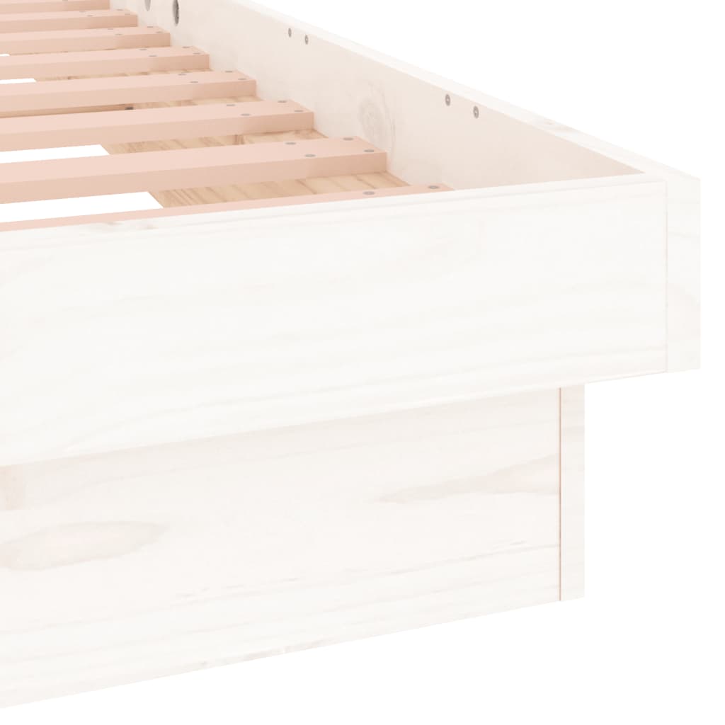 Bedframe Led Massief Hout 90 x 200 cm Wit