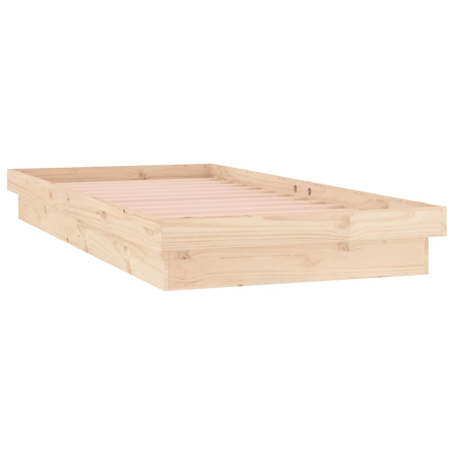 Bedframe Led Massief Hout 100 x 200 cm Naturel
