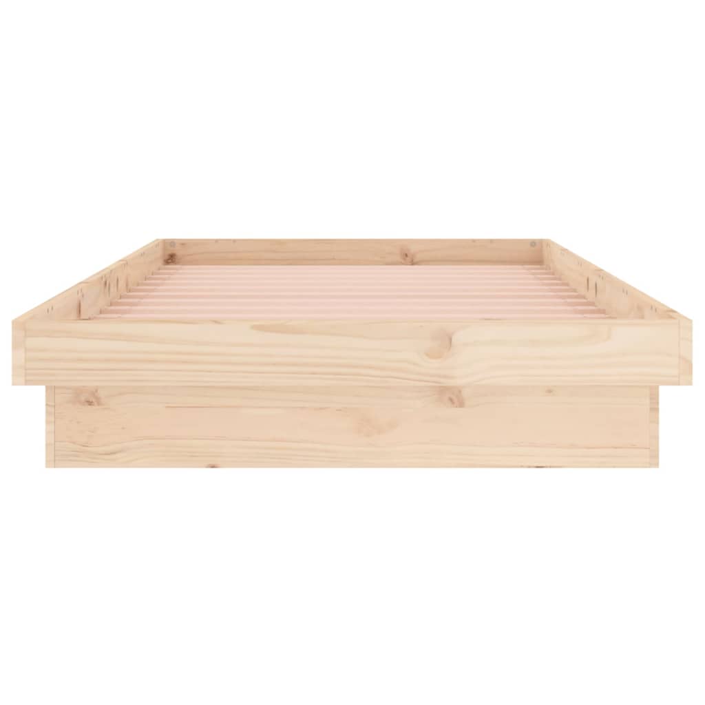 Bedframe Led Massief Hout 100 x 200 cm Naturel