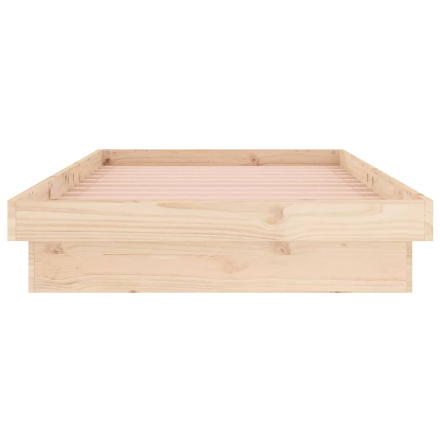 Bedframe Led Massief Hout 100 x 200 cm Naturel