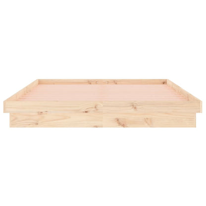 Bedframe Led Massief Hout 120 x 200 cm Naturel