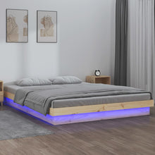 Bedframe Led Massief Hout 120 x 200 cm Naturel