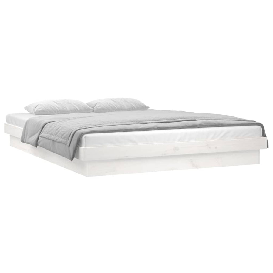 Bedframe Led Massief Hout 120 x 200 cm Wit