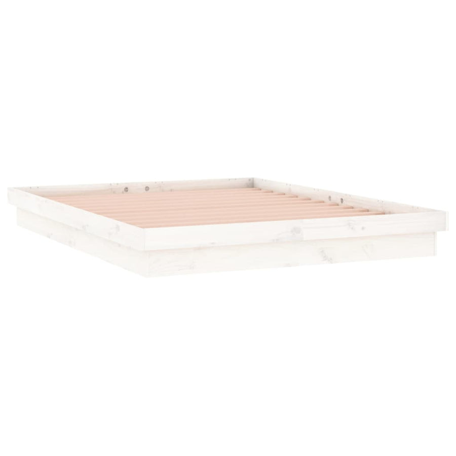 Bedframe Led Massief Hout 120 x 200 cm Wit