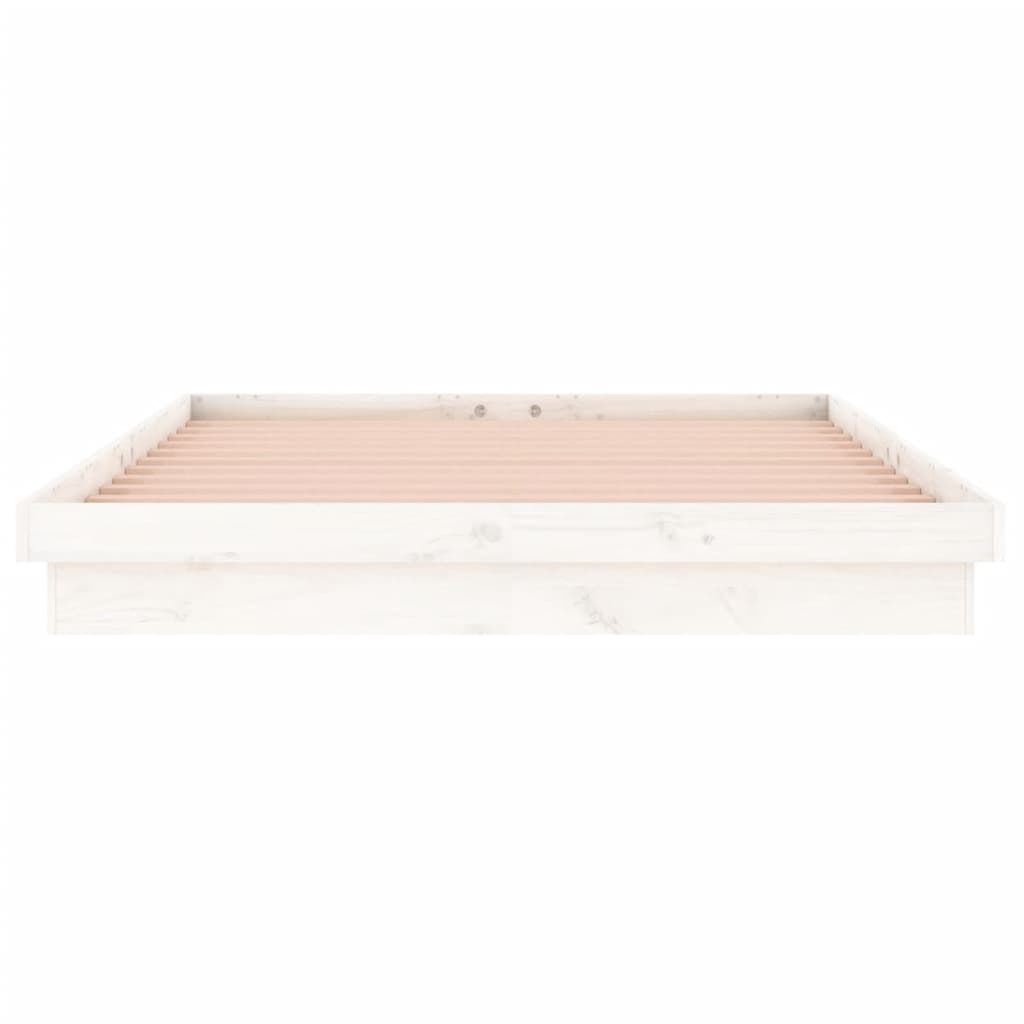 Bedframe Led Massief Hout 120 x 200 cm Wit