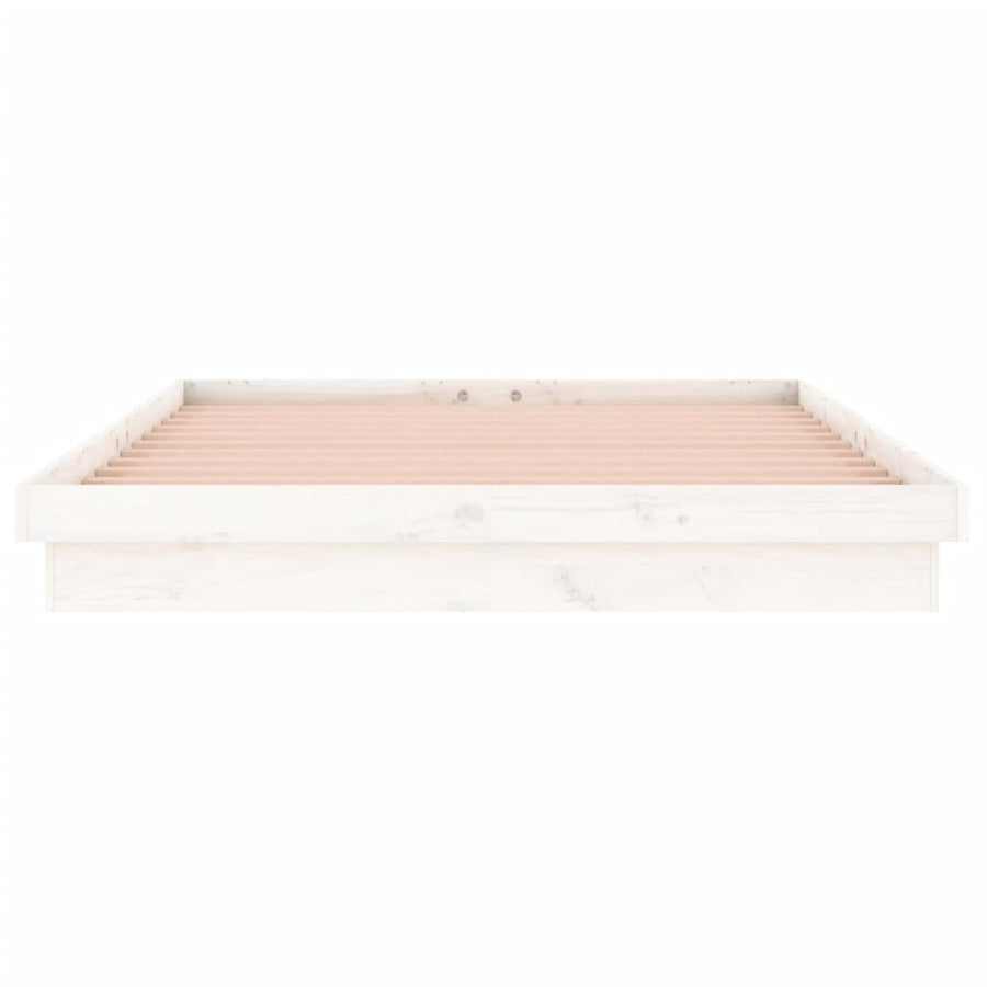 Bedframe Led Massief Hout 120 x 200 cm Wit