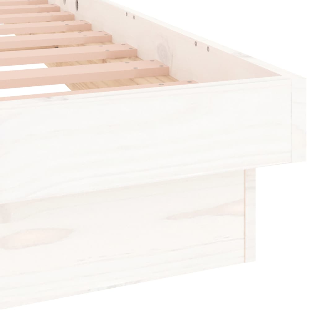 Bedframe Led Massief Hout 120 x 200 cm Wit