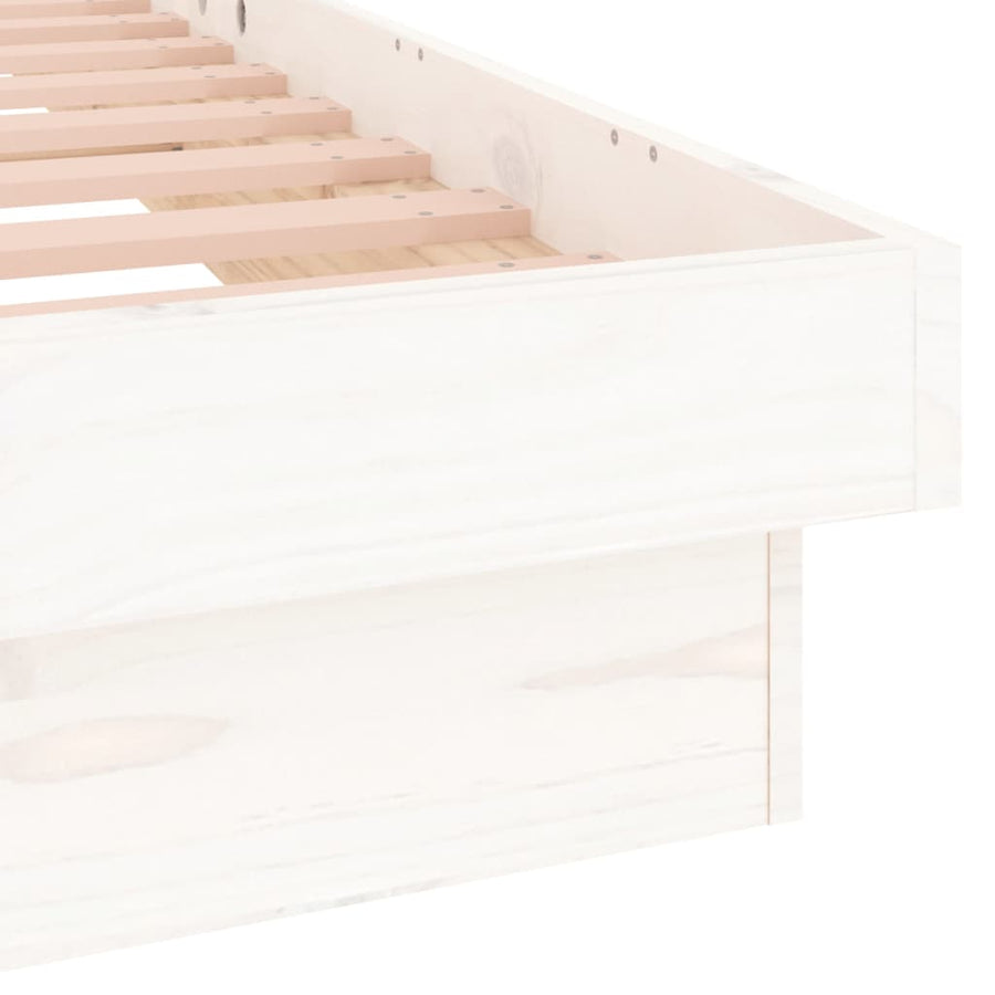 Bedframe Led Massief Hout 120 x 200 cm Wit