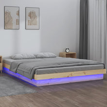 Bedframe Led Massief Hout 140 x 200 cm Naturel