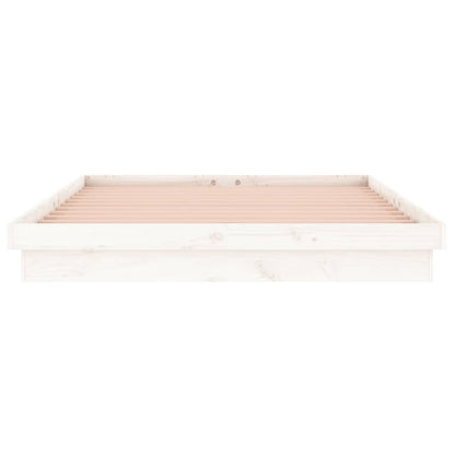Bedframe Led Massief Hout 140 x 200 cm Wit